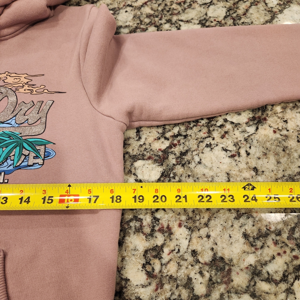 SUPERDRY Womens Graphic Hoodie Jumper UK 12 US 8 Medium Plum Cotton Heavyweight - Picture 2 of 4